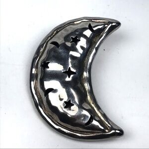 Silver Tone Celestial Stars Moon Brooch & Pendant